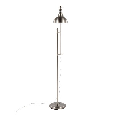 Emery Adjustable Nickel Industrial Floor Lamp with Metal Shade