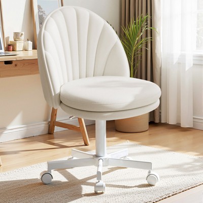 COMHOMA Vanity Chair with Back, Velvet Desk Chair Gift for Girls, Small Office Chair with Wheels, Stylish Bedroom and Living Room