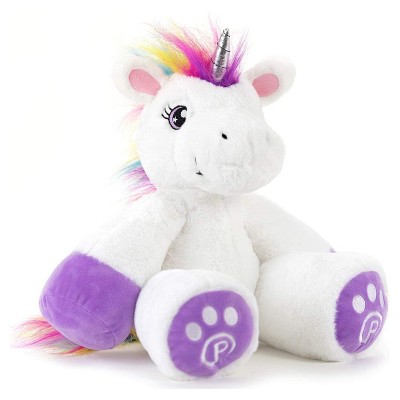 Plushible 34 Inches Signature Poppy Embroidered Soft Large Rainbow Unicorn Stuffed Animal Plush Toy for Ages 1 Month and Up, White