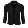 Women s 3/4 Sleeve Cropped Cardigan Sweaters Open Front Knit Short Bolero Shrugs Black M - image 2 of 4