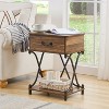 VECELO 1-Drawer Nightstands Set of 1/2 End Side Tables Modern X Design Metal Bedside Tables with Open Shelf Brown - 3 of 4