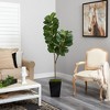 Nearly Natural 68-in Fiddle leaf Fig Artificial Tree in Black Metal Planter - 4 of 4