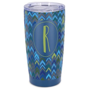 Elanze Designs R Monogram Herringbone Arrows Wrap-Around Design 20 Ounce Stainless Steel On-The-Go Coffee Mug, Thermal Travel Tumbler with Leak - 1 of 4