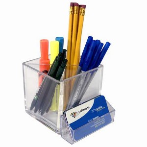 Azar Displays 4" Cube Pencil Holder with Divider & Business Card Pocket - 1 of 4
