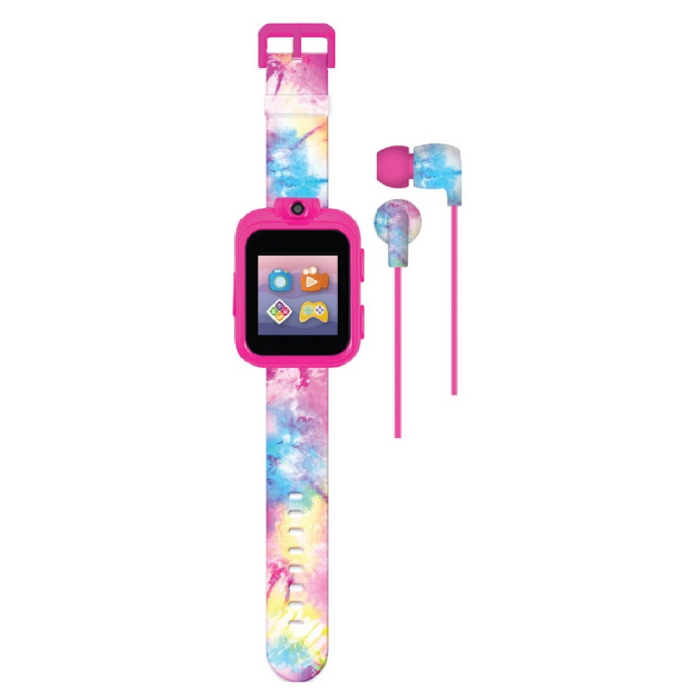 Photos - Wrist Watch Playzoom Kids Smartwatch & Earbuds Set - Pink Blue and Yellow Tie Dye Pink/Blue/Yellow