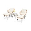 5-Piece Rattan Patio Seating Set,Outdoor Patio Accent Chair Set Of 2,Coffee Table,2 Ottoman,Patio Chair And Ottoman Set -Maison Boucle - 2 of 4