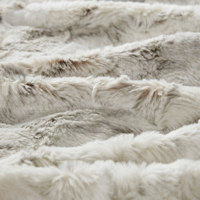 Luxurious Oversized Natural Faux Fur & Knit Throw Blanket 60"x70"