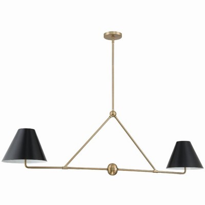 Vibrant Gold and Black Steel 4-Light Chandelier