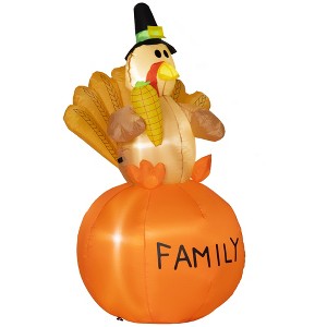 HOMCOM 4.9ft Inflatable Thanksgiving Turkey, Thanksgiving Decoration with LED Lights for Garden Indoor Outdoor - 1 of 4