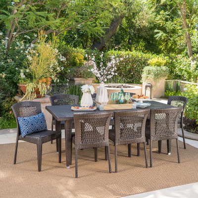 Landen 9pc Wicker Dining Set - Multibrown - Christopher Knight Home