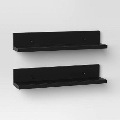 15" Wall Shelf Picture Ledge 2pk Black - Room Essentials™