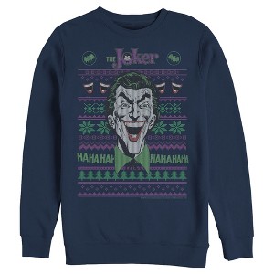 Men's Batman Ugly Christmas Joker Laugh Sweatshirt - 1 of 3