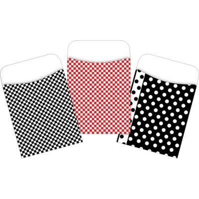 3pk 30ea Red & Black Classic Library Pockets - Barker Creek