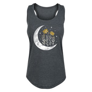 Women's - Instant Message - Floral Moon Graphic Racerback Tank - 1 of 4