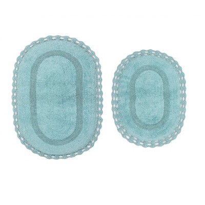 Hampton Crochet Collection Cotton Reversible Tufted Set of 2 Bath Rug Set - Home Weavers