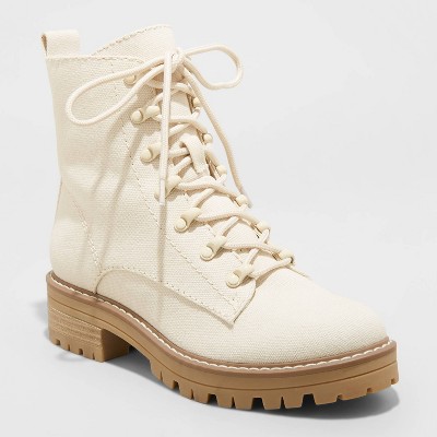 Women's Parker Combat Boots - Universal Thread™ Cream 7.5