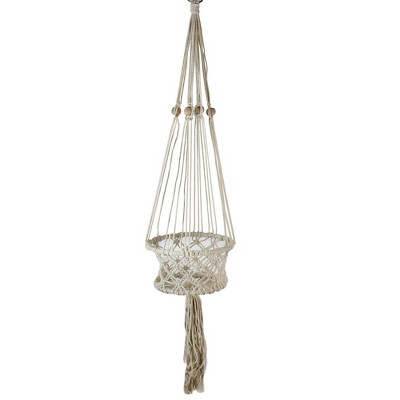 Northlight 43" Lattice Pattern Macrame Indoor Planter Hanger - White