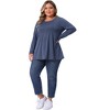 Agnes Orinda Women's Plus Size Pleated Crew Neck Long Sleeve Soft Casual Tunic T Shirt - 3 of 4