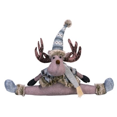 Transpac Fabric 21 in. Multicolor Christmas Plush Sitting Moose