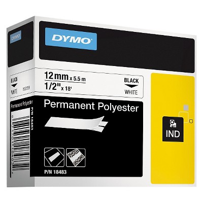 DYMO Rhino Permanent Poly Industrial Label Tape Cassette - 1/2in x 18ft - White