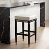 55 Downing Street Jaxon Black Wood Bar Stool 31" High Modern White Faux Leather Cushion with Footrest for Kitchen Counter Height Island Shed House - 2 of 4