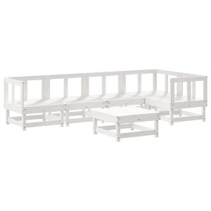 vidaXL Patio Lounge Set Outdoor Garden Furniture Set 6 Piece Solid Wood Pine - White Pine - 1 of 4