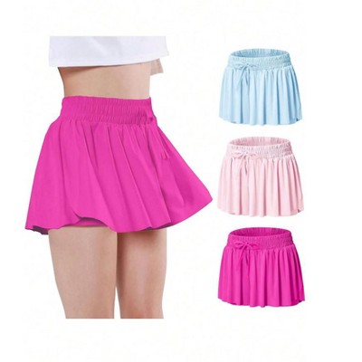 Mocamel 3 Picks Girls Butterfly Shorts Elegant Sport Tennis Cheerleading Skirt Shorts Quick Dry and Medium Elastic Dance Running Sport Costume