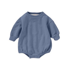 Organic Cotton Bubble Romper | Blue | Charlie Lou Baby - 1 of 4
