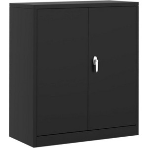 Acekool 35" Metal Storage Cabinet with 2 Adjustable Shelves and Locking Doors, Steel Cabinet for Garage, Office, Workshop, Black - 1 of 4