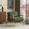 TiramisuBest Modern 27.56" Accent Chair with Plush Cushions, Wooden Armrests & Minimalist Metal Frame for Living, Bedroom, Office,Green - 3 of 4