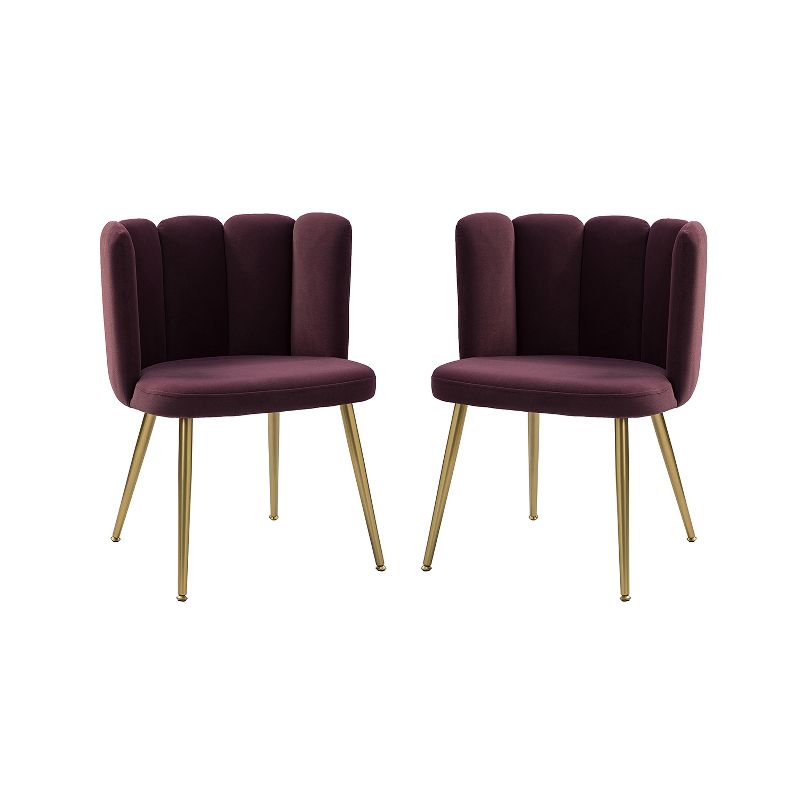 Set of 2 Barbara Contemparary Velvet Vanity Stool For Makeup Room, Moden Accent Side Chairs For Living Room With Shell Back And Golden Metal Legs| ARTFUL LIVING DESIGN, 1 of 11