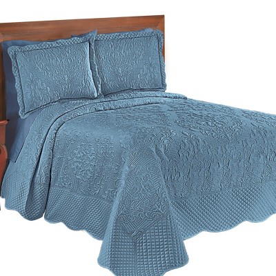 Victoria Damask Textured Blue Twin Bedspread