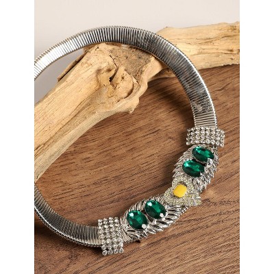 SOHI Women's Emerald Green Party Stone Collar Neckace