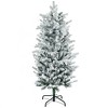 HOMCOM 4.5 FT Artificial Christmas Tree Holiday Decoration with Snow Flocked Branches, Auto Open, Steel Base - 4 of 4