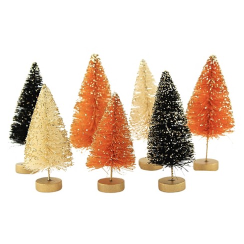 Traditional Bottle Brush Trees with Gold Glitter Set by Bethany Lowe