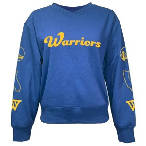NBA Golden State Warriors Women's Long Sleeve V-Neck Fleece Sweatshirt - 1 of 4