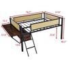 ALEXOUN Black Metal Bed Frame Gaming Loft Bed with Desk and Woven Rattan Guard Rails,Hanging Storage Compartment,for Apartments - 3 of 4