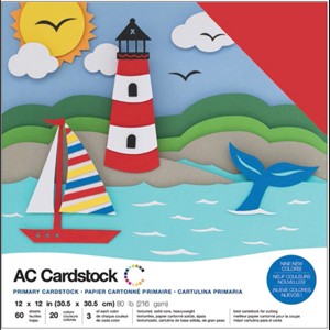 American Crafts Variety Cardstock Pack 12"X12" 60/Pkg-Primaries - 1 of 2