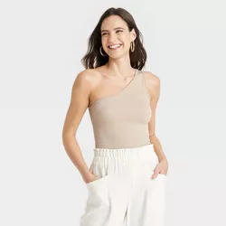 Women's One Shoulder Seamless Ribbed Tank Top - A New Day™