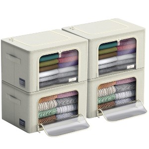 Sorbus 4 Pack Medium Foldable Storage Box - Metal Frame, Oxford Fabric, Large Window & Handles - Organization for Bedroom, Linens & Clothes - 1 of 4