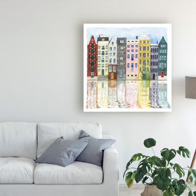 Grace Popp Colorful Neighborhood Canvas Art Print 24" x 24"