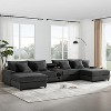 TiramisuBest 114*64" Cream Corduroy Sectional Sofa: L-Shaped,Console, USB Charger,Storage, Ottoman & Deep Wide Seats for Living Room - 2 of 4