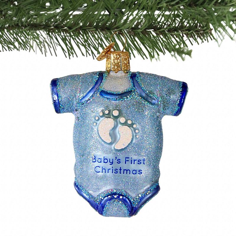 Old World Christmas 3.25 In Blue Baby Onesie Infant Dress Tree Ornaments, 2 of 4