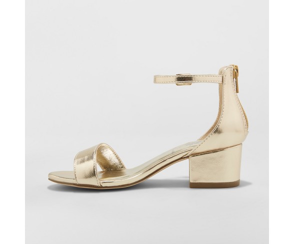 Girls' Flowers by Nina Tressie Heeled Ankle Strap Sandals Gold 5