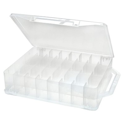 Caboodle Double Sided Clear Plastic Sewing Thread Assorted Craft Organizer Box w/ 46 Fixed Compartments, Lids, & Carry Handle