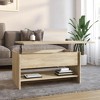 vidaXL Coffee Table Sonoma Oak 31.5"x19.7"x15.7" Engineered Wood - 2 of 4