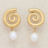 Pompeii3 18k Yellow Gold Plated 1.5" Fresh Water Pearl Push Back Studs - 2 of 4