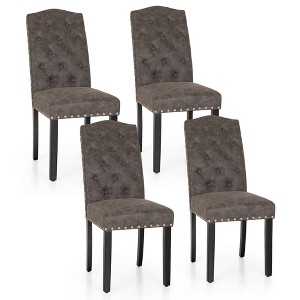 Captiva Designs Indoor High Back Dining Chairs with PU Leather & Padded Seat & Solid Curved Wood Legs - 1 of 4