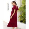 Clearlove Maternity Dress Women's V Neck Short Sleeve Smocked Ruffle Tiered Dress - 4 of 4