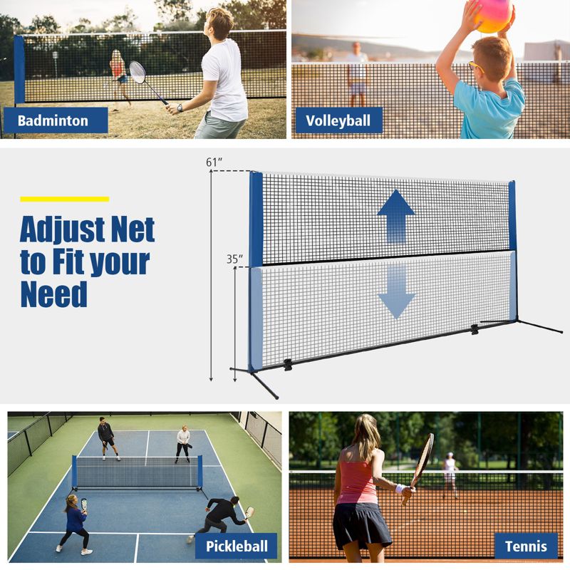 Costway Portable 13.8'x5' Badminton Beach Volleyball Tennis Training Net w/ Carrying Bag, 3 of 11